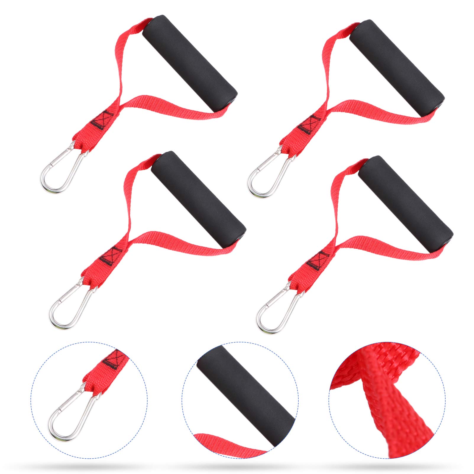 NUOBESTY 4-Piece Heavy Duty Resistance Band Handles with Exercise Grip - Perfect for Home Gym, Strength Training, Cable Machine Workouts & DIY Fitness Equipment Accessories