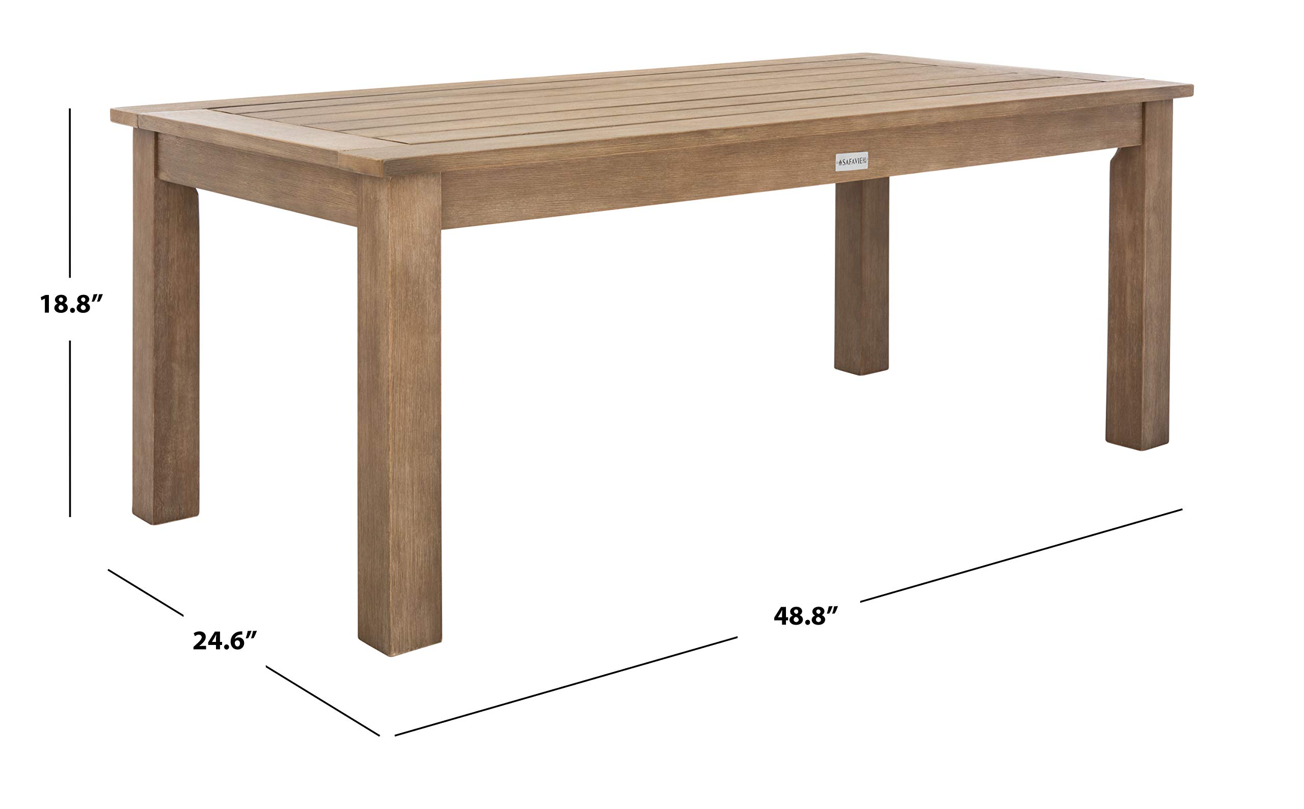 SAFAVIEH Couture Patio Santa Cruz Natural Outdoor Coffee Table - Weather-Resistant Rattan Furniture for Garden, Deck, Poolside & Patio Decor