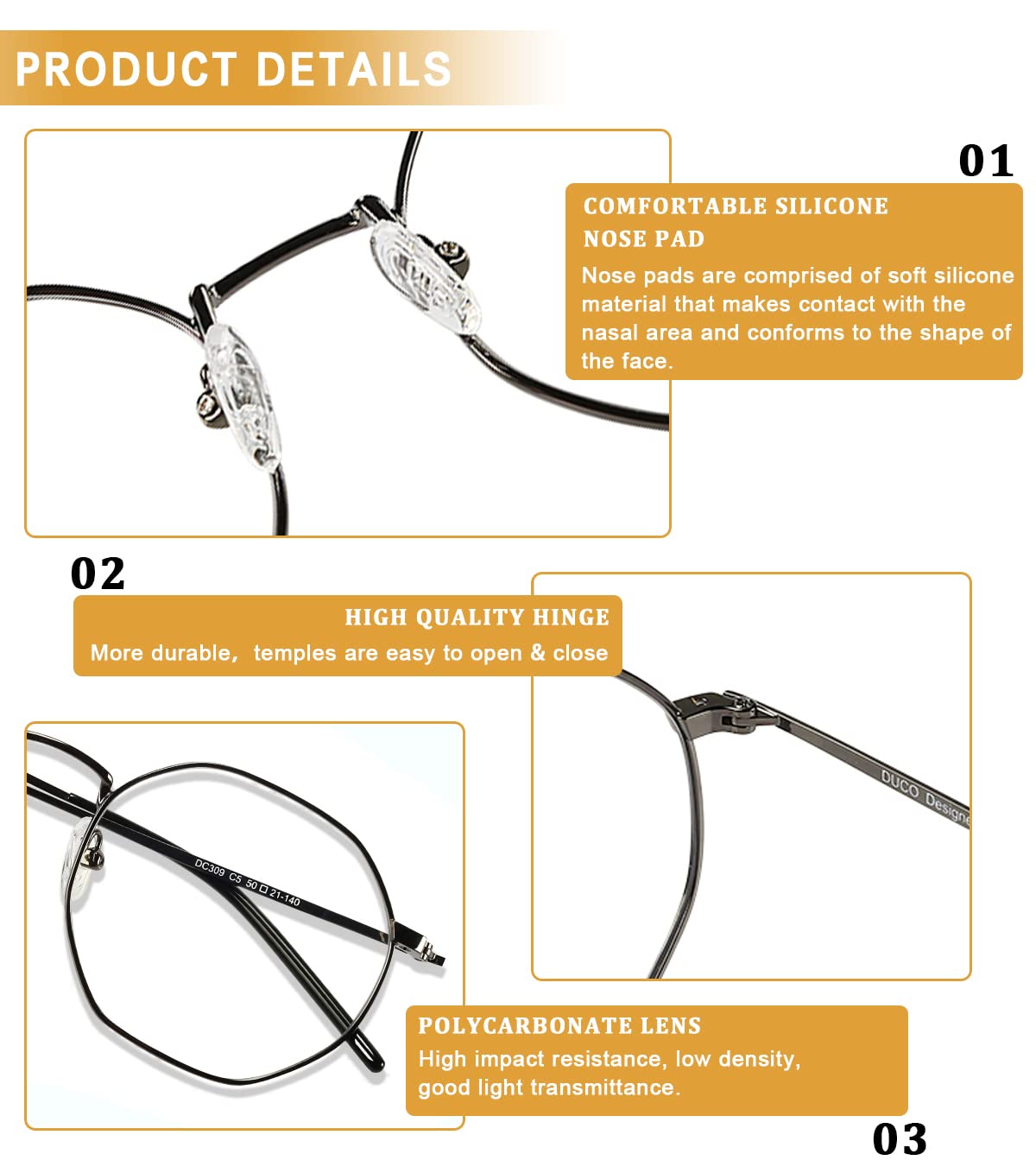 DUCO Blue Light Blocking Glasses for Women & Men - Gaming & Work