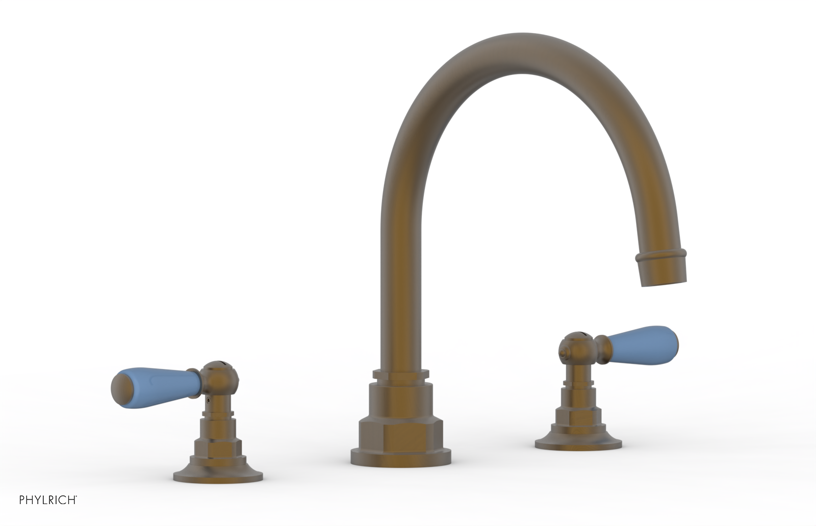 Jamestown Deck Tub Set with Lever Handles - Light Blue Accented Bathroom Sink for Modern Homes (165-41) | Perfect for Guest Bathrooms, Powder Rooms & Coastal Style Decor
