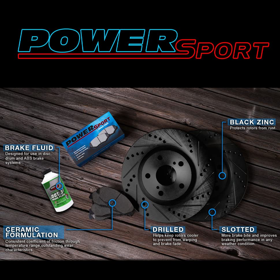 High-Performance Power Sport Rear Brake Kit - Ceramic Brake Pads & Rotors Set (BBC1.62010.02) | Durable Braking System for ATV, UTV & Motorcycles | Off-Road & Racing Use