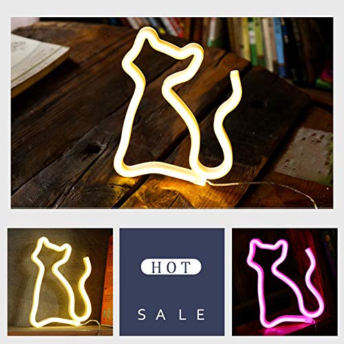 Cat Night Light - USB/Battery Powered LED Cat Shaped Lamp for Bedroom, Nursery, Wedding & Party Decor - Cute Neon Pet Gift for Cat Lovers (Perfect for Nighttime Reading, Kids' Rooms & Holiday Decorations)