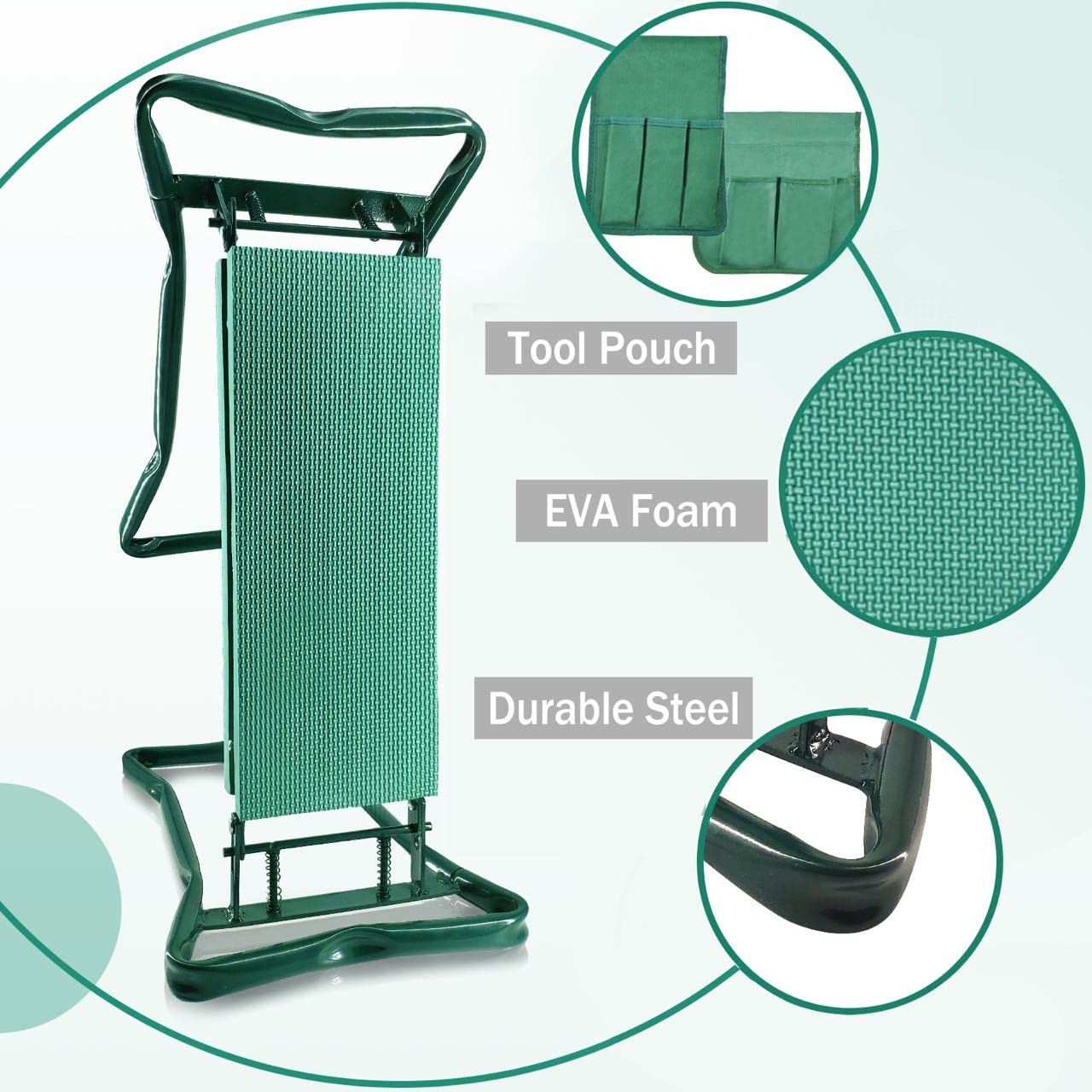 Foldable Garden Kneeler & Seat with 2 Tool Pouches - Multi-Use Bench with Soft Kneeling Pad - Perfect Gardening Gift for Women & Men - Ideal for Planting, Weeding and Outdoor Yard Work