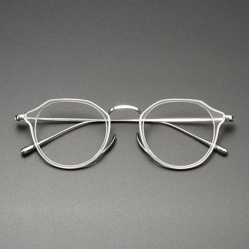 Black Titanium Acetate Full Rim Flat Top Oval Eyeglasses for Men - Stylish & Durable Frame (Model 4213) | Perfect for Work, Reading & Everyday Fashion