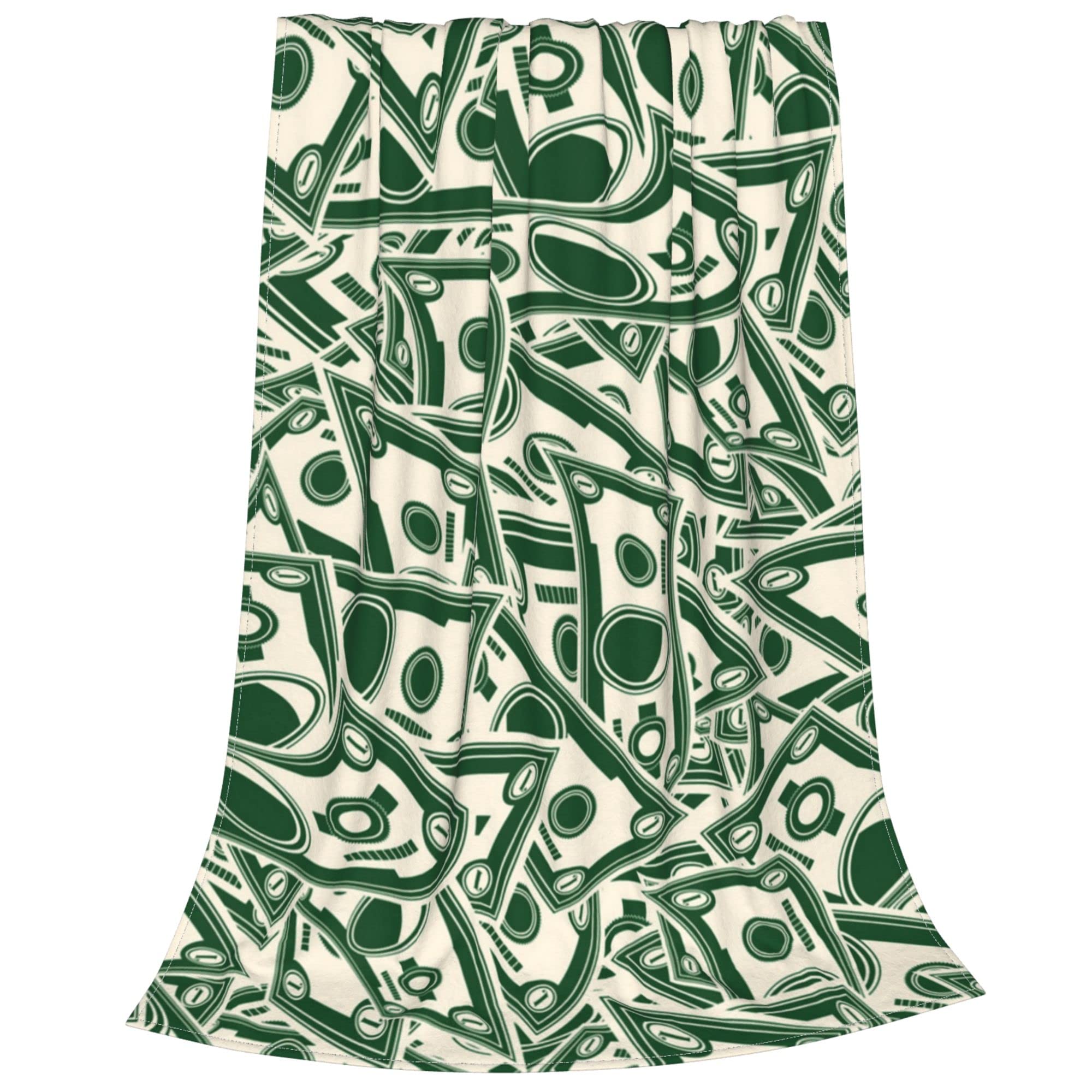 Soft Microfiber Fleece Blanket with Dollar Bill Print - Lightweight Summer Throw for Boys & Girls - Queen Size Fuzzy Blanket for Couch, Bed, Sofa - Perfect for Nap, Sleep & Home Decor