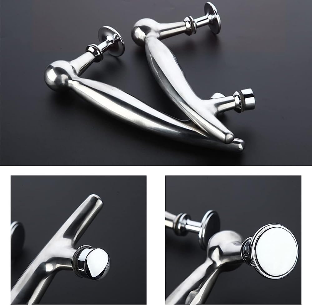 304 Stainless Steel Glass Door Handle - 145mm Push Pull Bathroom Door Knob Replacement for Shower & Cabinet Doors - Durable & Rustproof Hardware for Home & Commercial Use