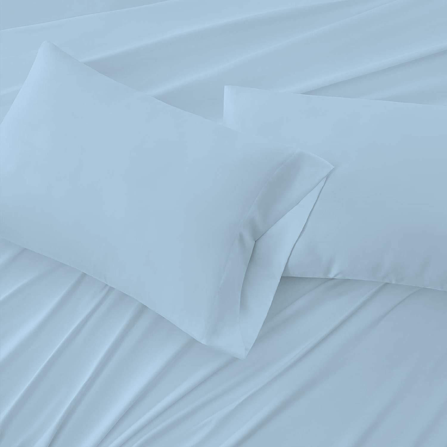 Split King Sheet Set - 7 Piece 100% Egyptian Cotton Bedding with Extra Deep Pockets for Adjustable Beds - Twin XL Size in Light Blue - Perfect for Master Bedrooms, Guest Rooms & Luxury Hotels