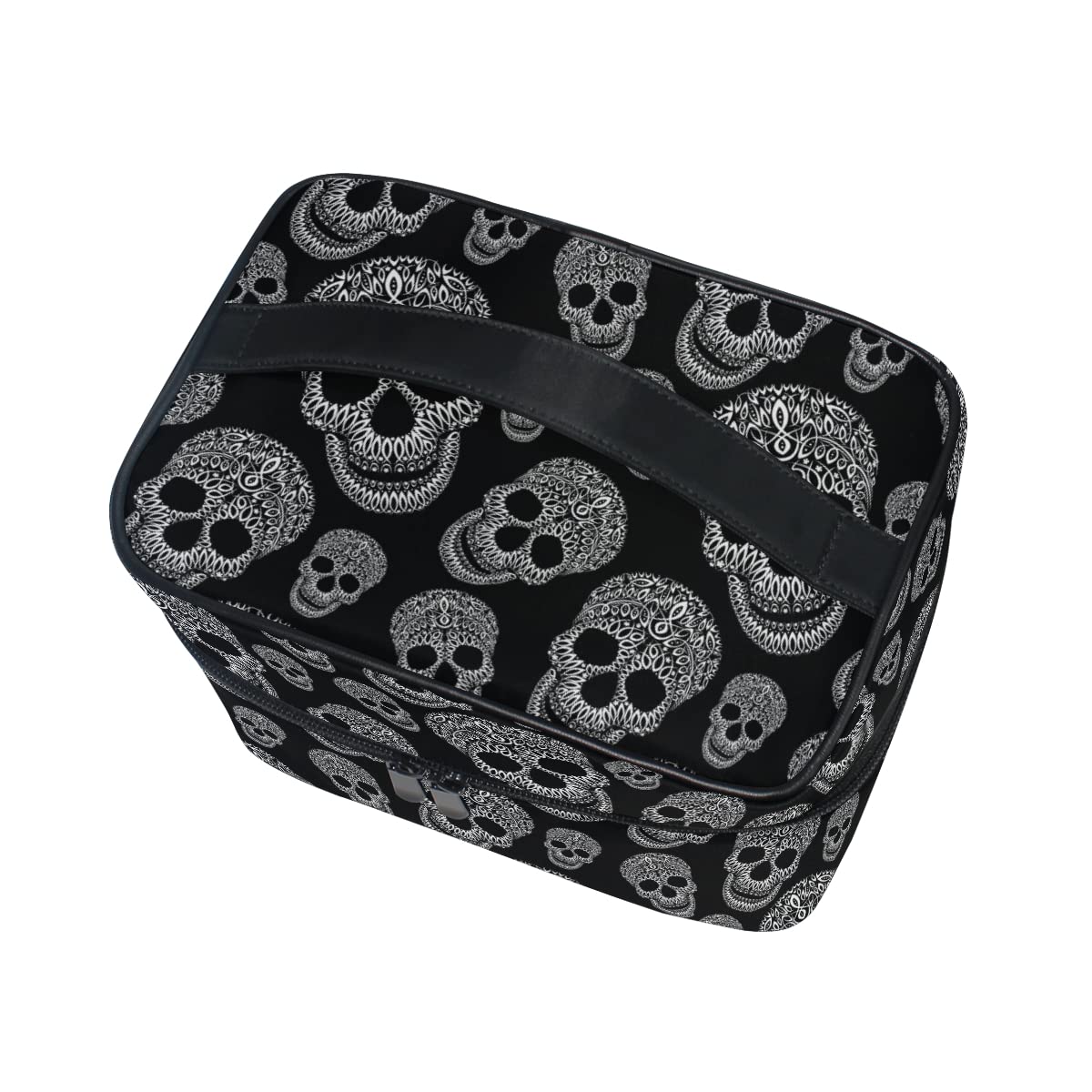 Skull Print Makeup Bag for Women - Waterproof Travel Cosmetic Organizer & Toiletry Pouch - Perfect for Gym, Vacation, and Daily Use