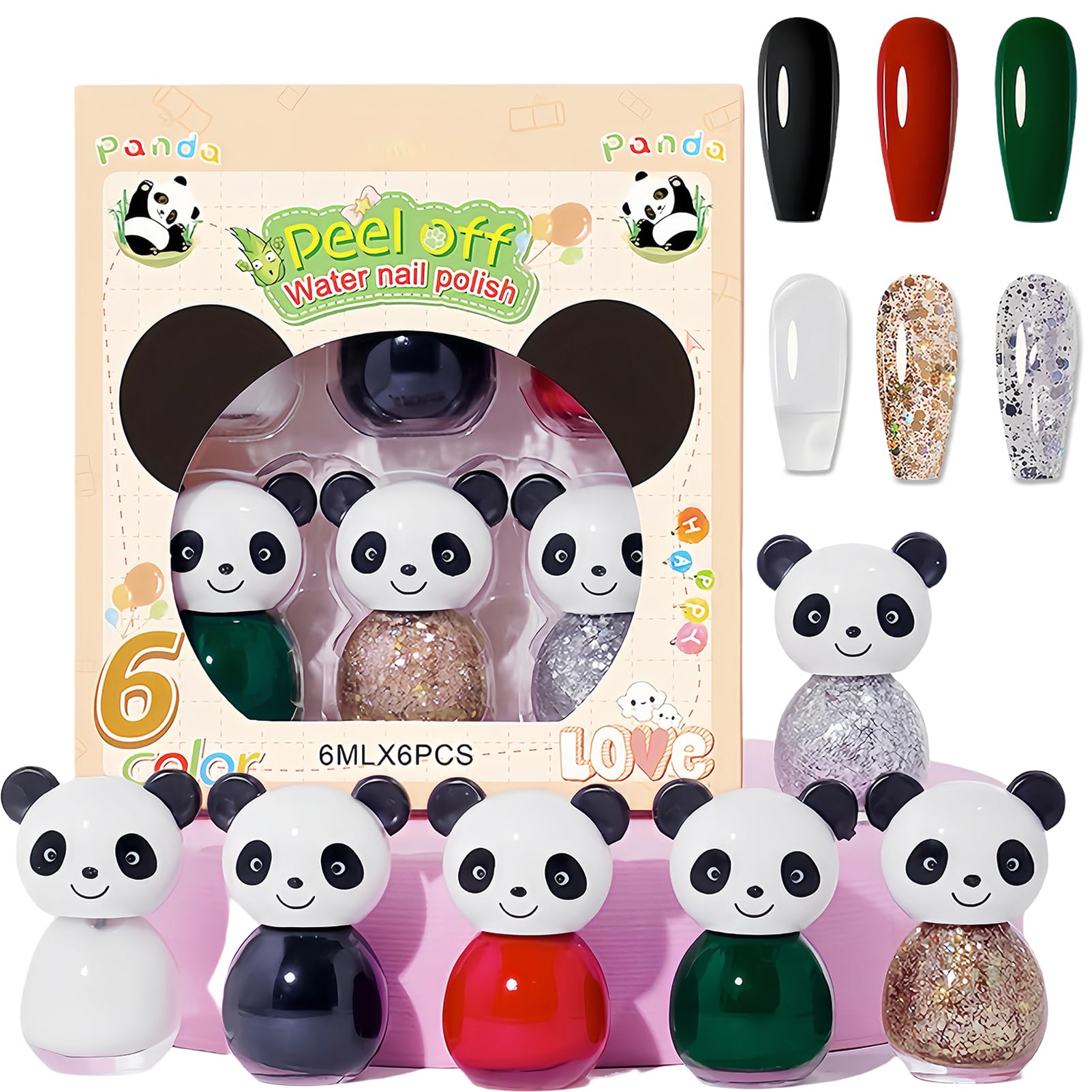 6 PCS Kids Nail Polish Set - Non Toxic, Quick Dry & Safe for Girls - DIY Gel Nail Polish Kit for Beginners - High Gloss Cute Colors - Perfect for Christmas Gifts, Birthday Parties & Home Manicures
