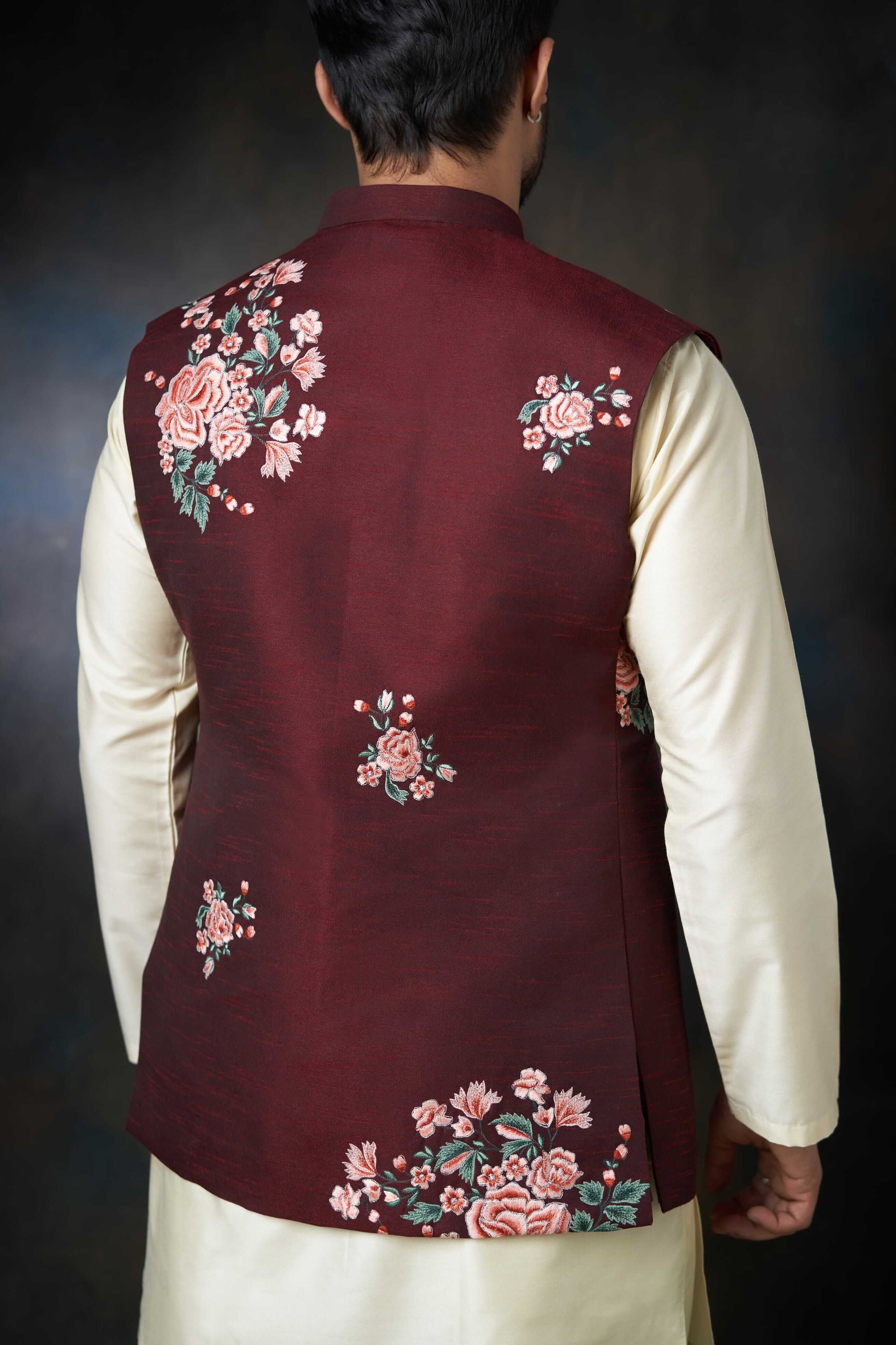 Handcrafted Embroidered Waistcoat for Women - Deep Maroon Vintage Vest - Perfect for Weddings, Parties & Special Occasions