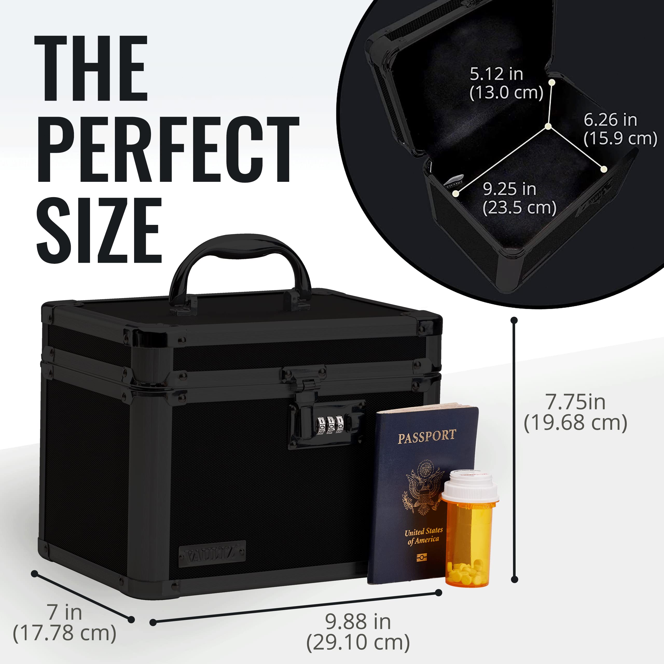 Vaultz Combination Lock Box - Secure Storage Safe with Key & Combo Lock (10