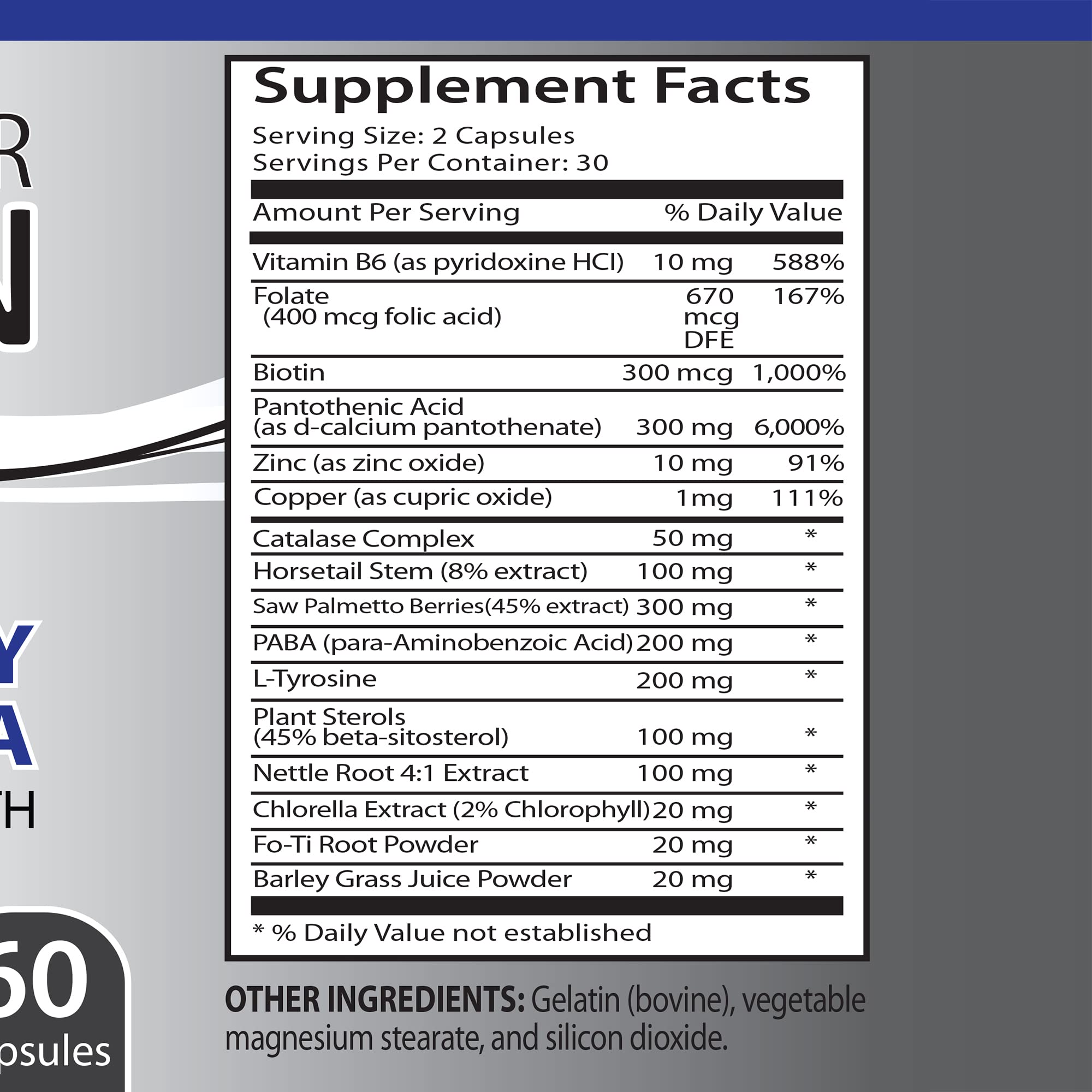 Catalase 5000 Supplement - Natural Gray Hair Solution for Men & Women - Anti-Gray Hair Formula with Antioxidants (2 Bottles, 120 Capsules) - Reverse Gray Hair & Promote Youthful Appearance for Daily Hair Care Routine