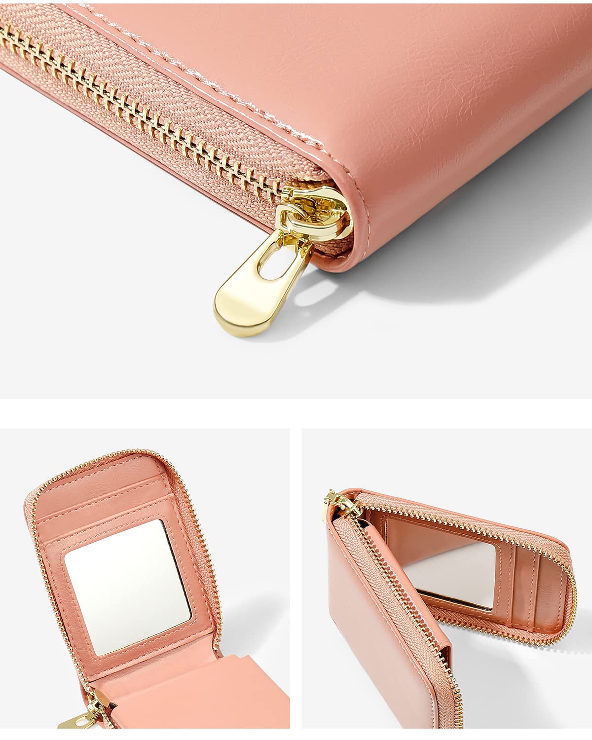 Portable Makeup Case with Mirror & Card Holder for Women - Travel Cosmetic Pouch