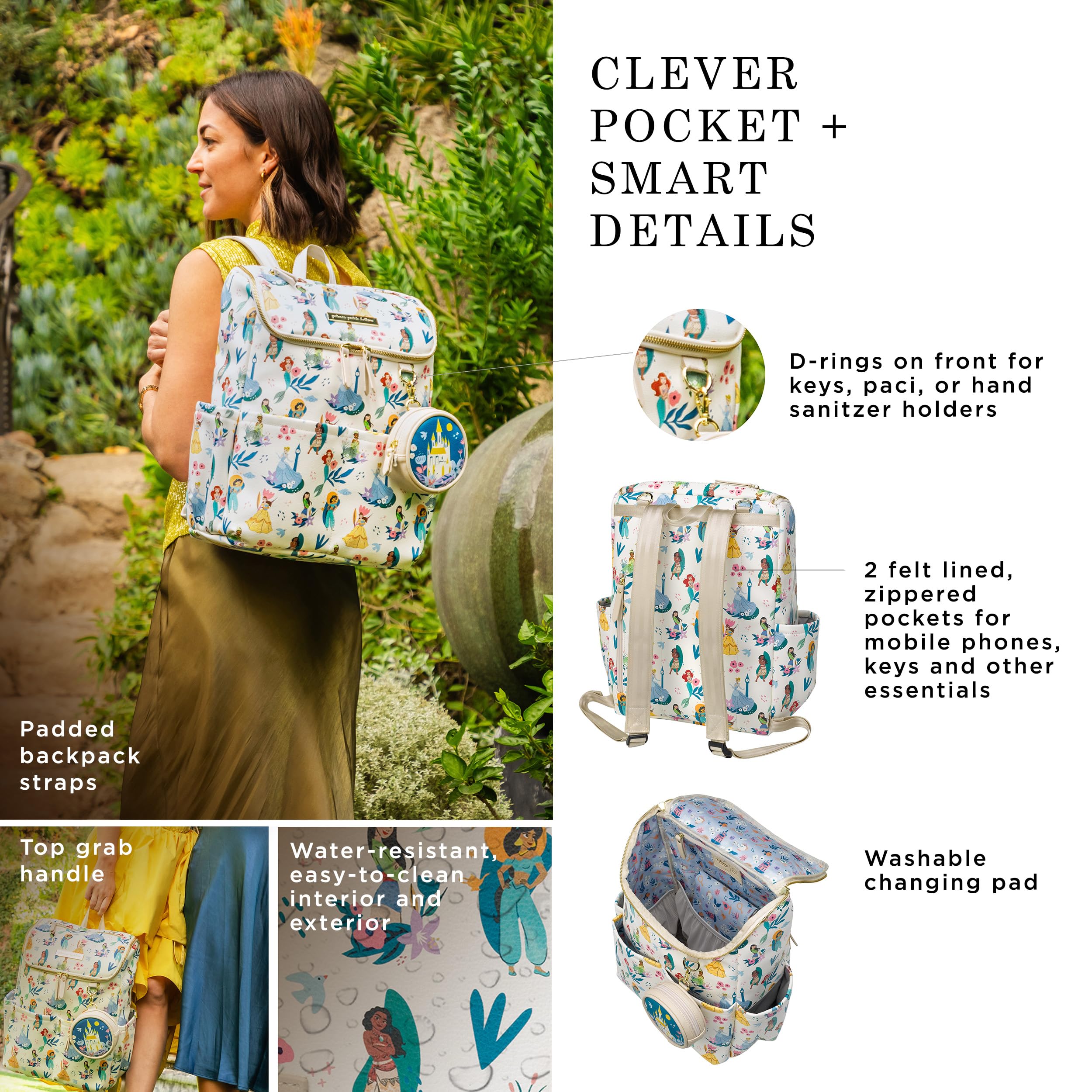 Petunia Pickle Bottom Method Diaper Bag Backpack – Spacious & Stylish Baby Bag for Traveling Parents | Waterproof, Multiple Pockets, Comfortable Straps | Ideal for Daycare, Park Outings & Family Vacations (Disney Princess Courage & Kindness Design)