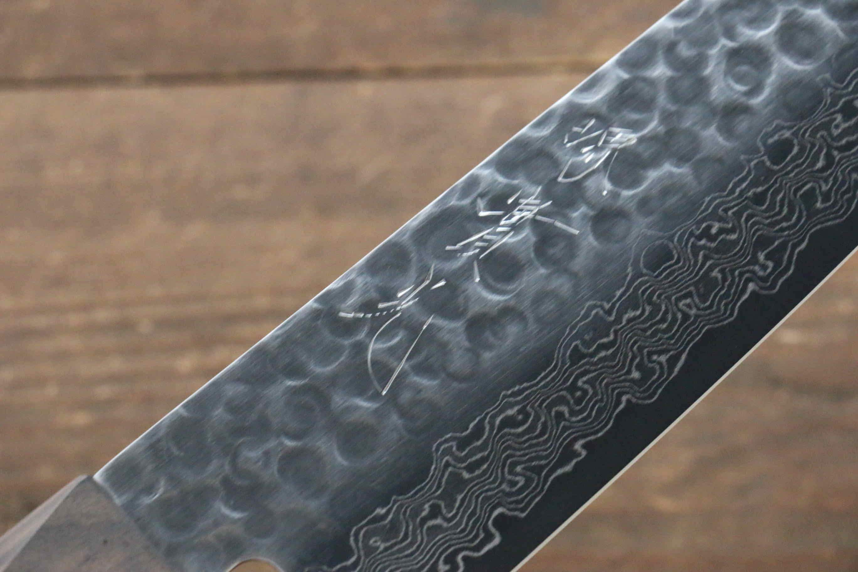 Premium Jikko VG10 17-Layer Damascus Santoku Knife 170mm with Ebony Wood Handle - Perfect for Slicing, Dicing & Chopping Vegetables, Meat & Fish