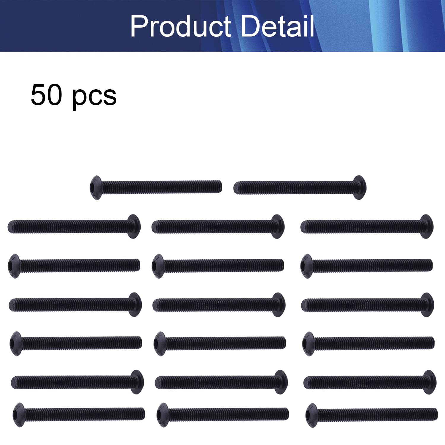 50Pcs M3x30mm Hex Socket Head Screws - Black Carbon Steel Fasteners for Furniture Assembly