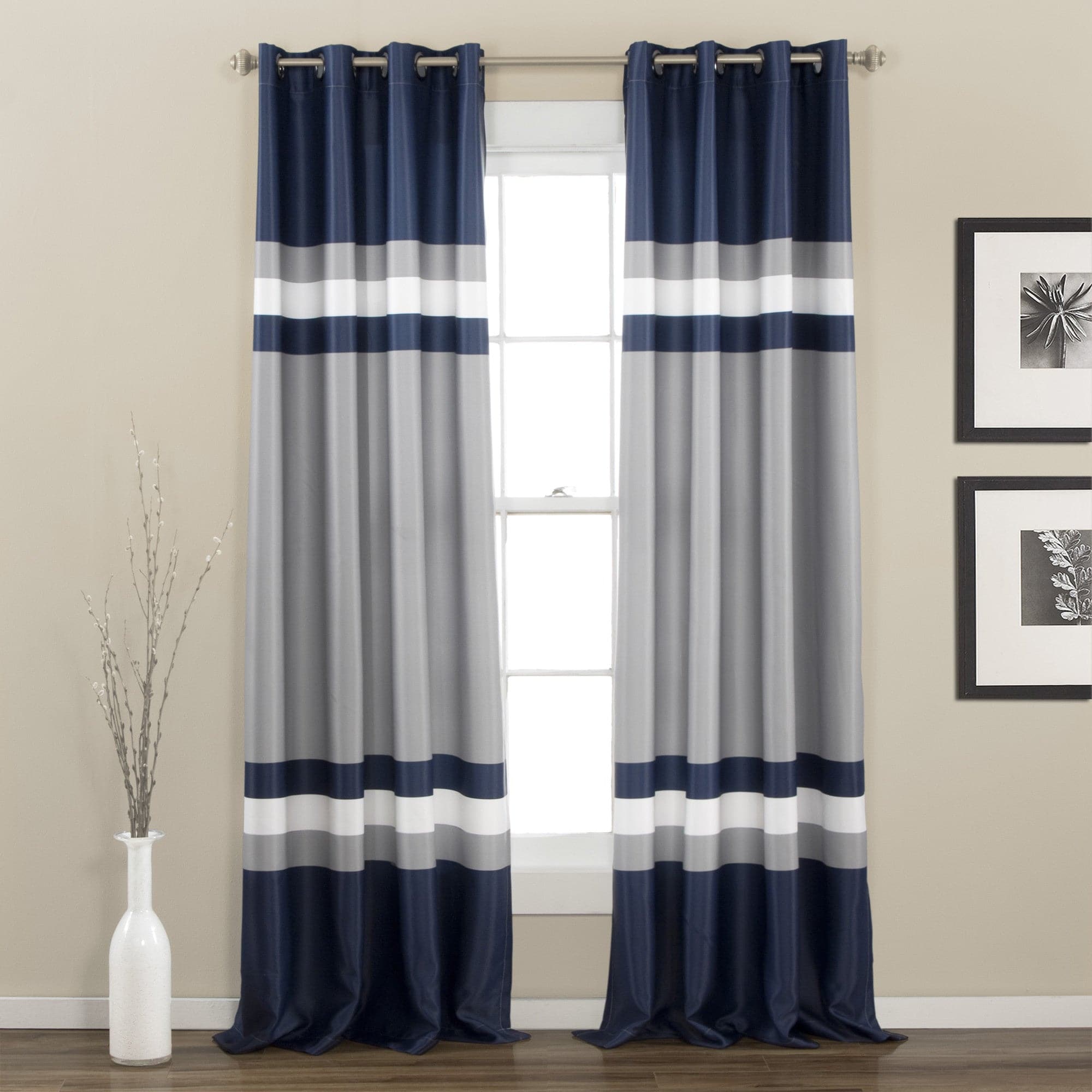 Alexander Stripe Light Filtering Window Curtain Panel Set - Soft Sheer Drapes for Living Room & Bedroom - Blackout Privacy Curtains with Rod Pocket - 84 Inch Length (2 Panels) - Perfect for Home Decor & Sun Protection