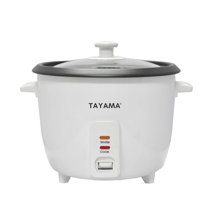 Tayama 8-Cup Rice Cooker with Steam Tray - White (RC-8R) | Perfect for Home, Dorm & Office Use | Fast Cooking & Healthy Meals