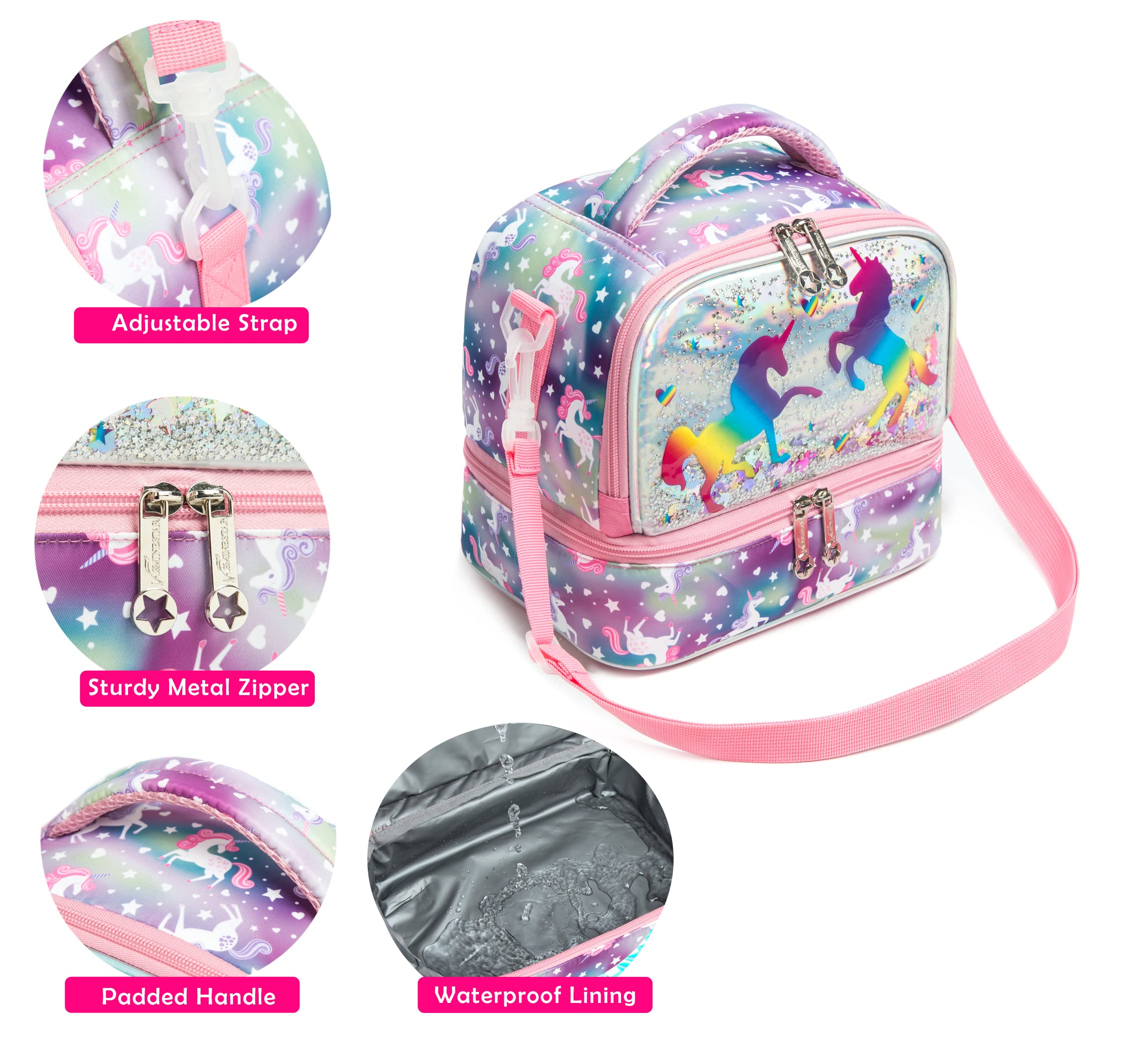 Insulated Kids Lunch Bag with Two Compartments - Adjustable Strap Bento Cooler for Boys & Girls - Perfect for School, Picnics & Travel Lunch Tote