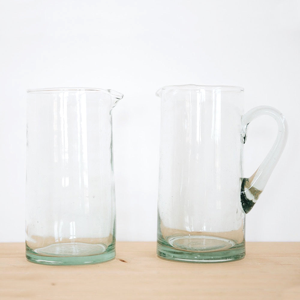 Eco-Friendly Handblown Recycled Glass Pitcher - Perfect for Iced Tea, Lemonade & Summer Drinks - Sustainable Kitchen & Dining Decor