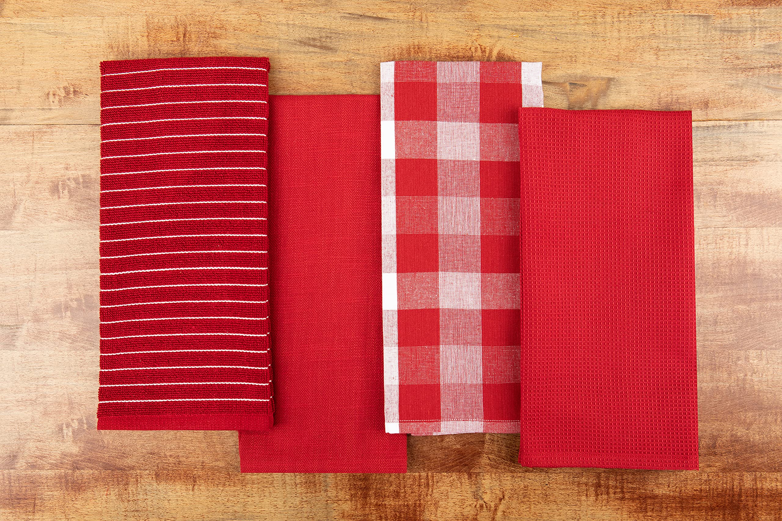 Premium 100% Cotton Red Dish Towels & Tea Towels - Absorbent, Durable Kitchen Towels (28