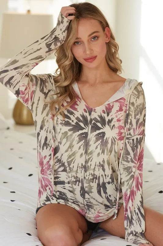 BiBi Tie Dye Print Terry Hoodie - Soft Cotton Pullover Sweatshirt for Women & Men | Perfect for Casual Wear, Street Style & Loungewear