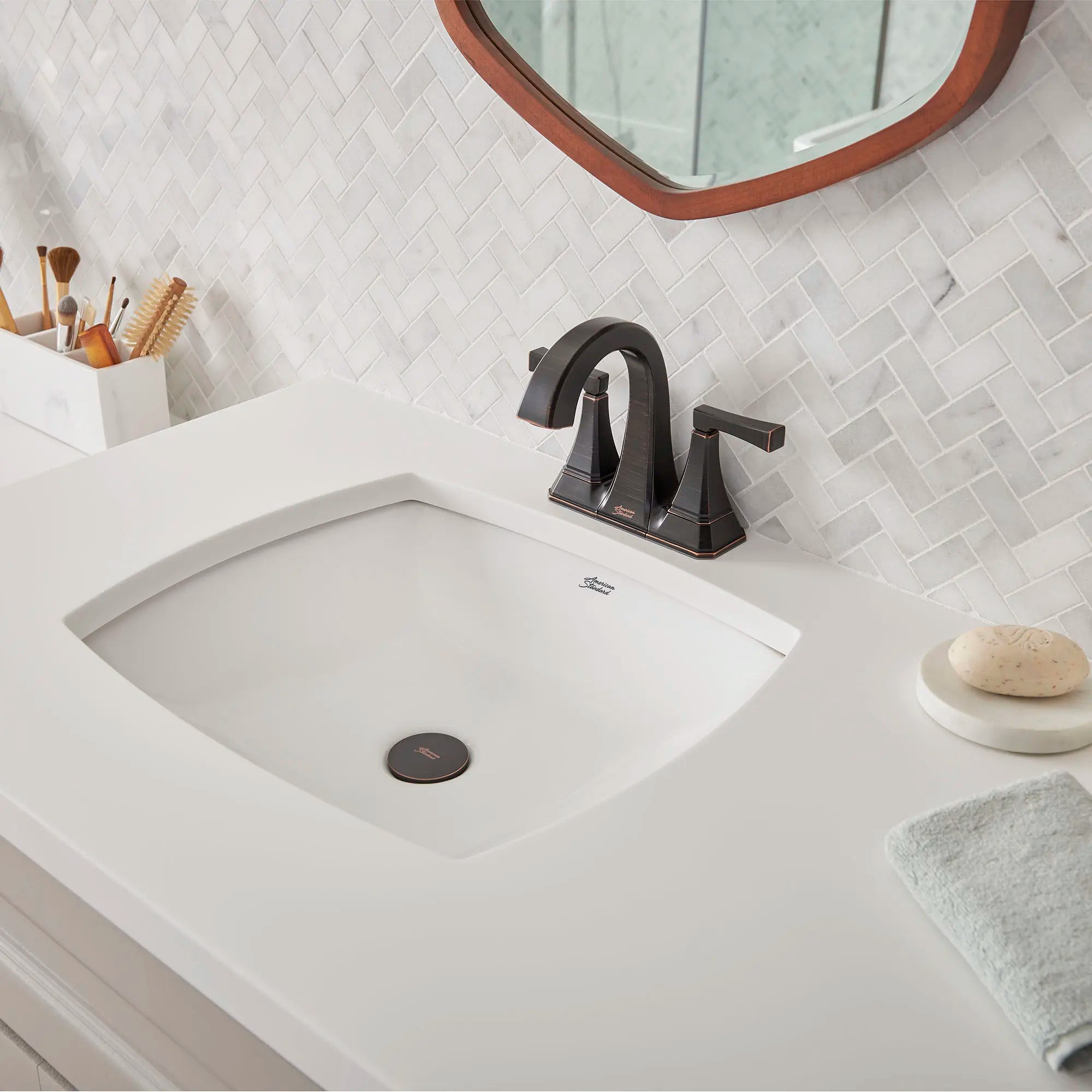 Crawford 4 Inch Centerset 2 Handle Bathroom Faucet - 1.2 GPM/4.5 LPM Water-Saving Design with Lever Handles - Perfect for Small Bathrooms, Powder Rooms & Vanities