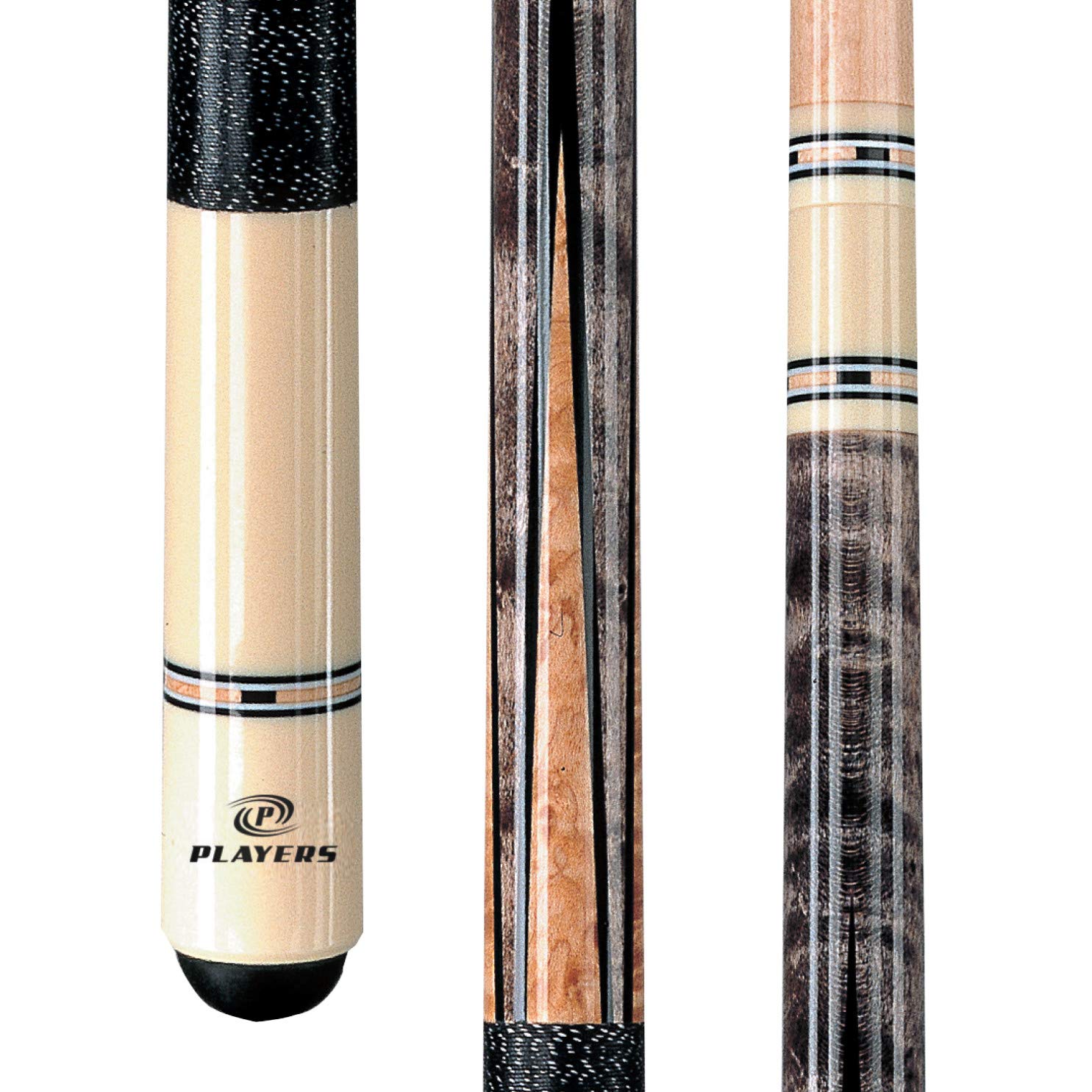 Players C-9921 Classic Smoke-Stained Birds-Eye Maple Pool Cue with Inlay Points & Cream Butt - Perfect for Professional Billiards & Home Game Rooms