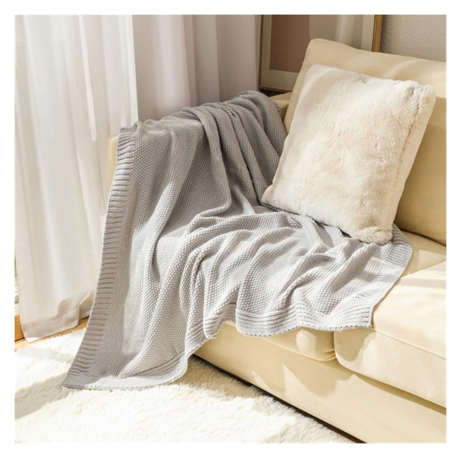 Soft Cozy Knit Throw Blanket for Couch & Bed - 51x63 Inch Lightweight Blanket for Sofa, Living Room, Travel - Warm & Breathable (Color: E, Size: 130x160cm) | Perfect for Snuggling, Home Decor & Gifts