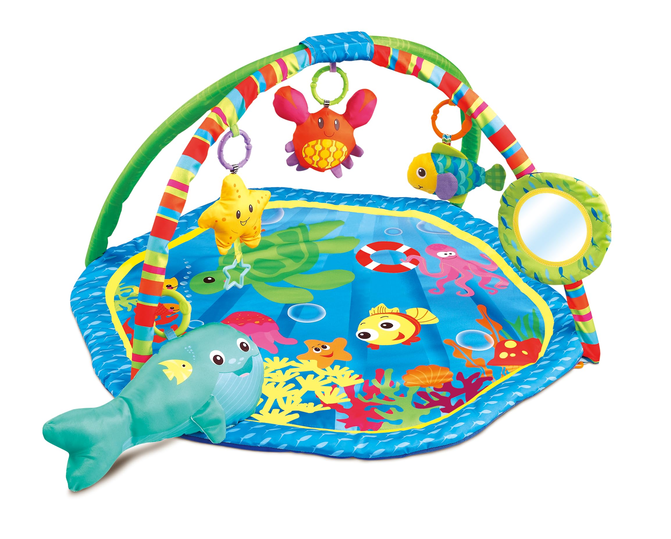 Baby Activity Play Gym Mat with Ocean Park Theme, Hanging Toys & Animal Figures - 30