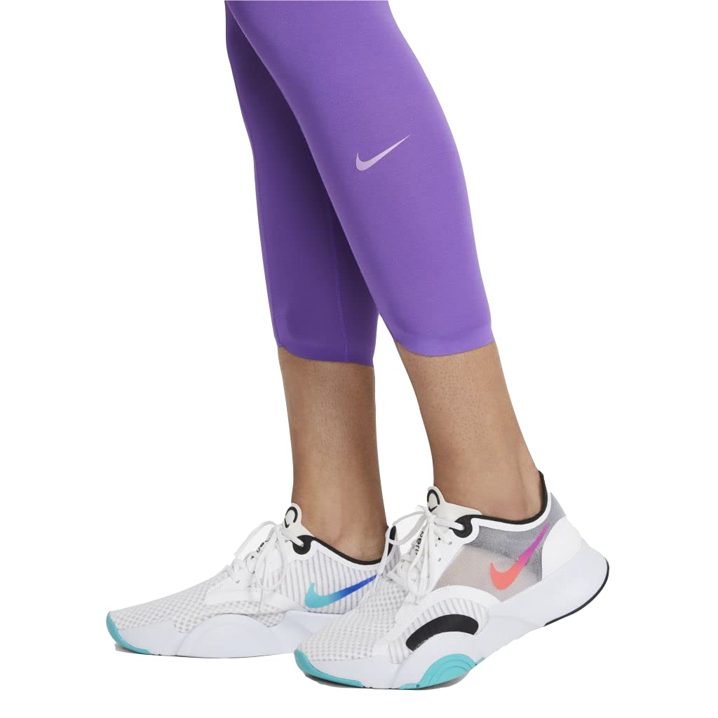 Nike One Luxe Icon Clash Women's Mid-Rise Crop Leggings - Wild Berry/White - Size Small - Yoga, Gym & Running Workout Leggings for Women