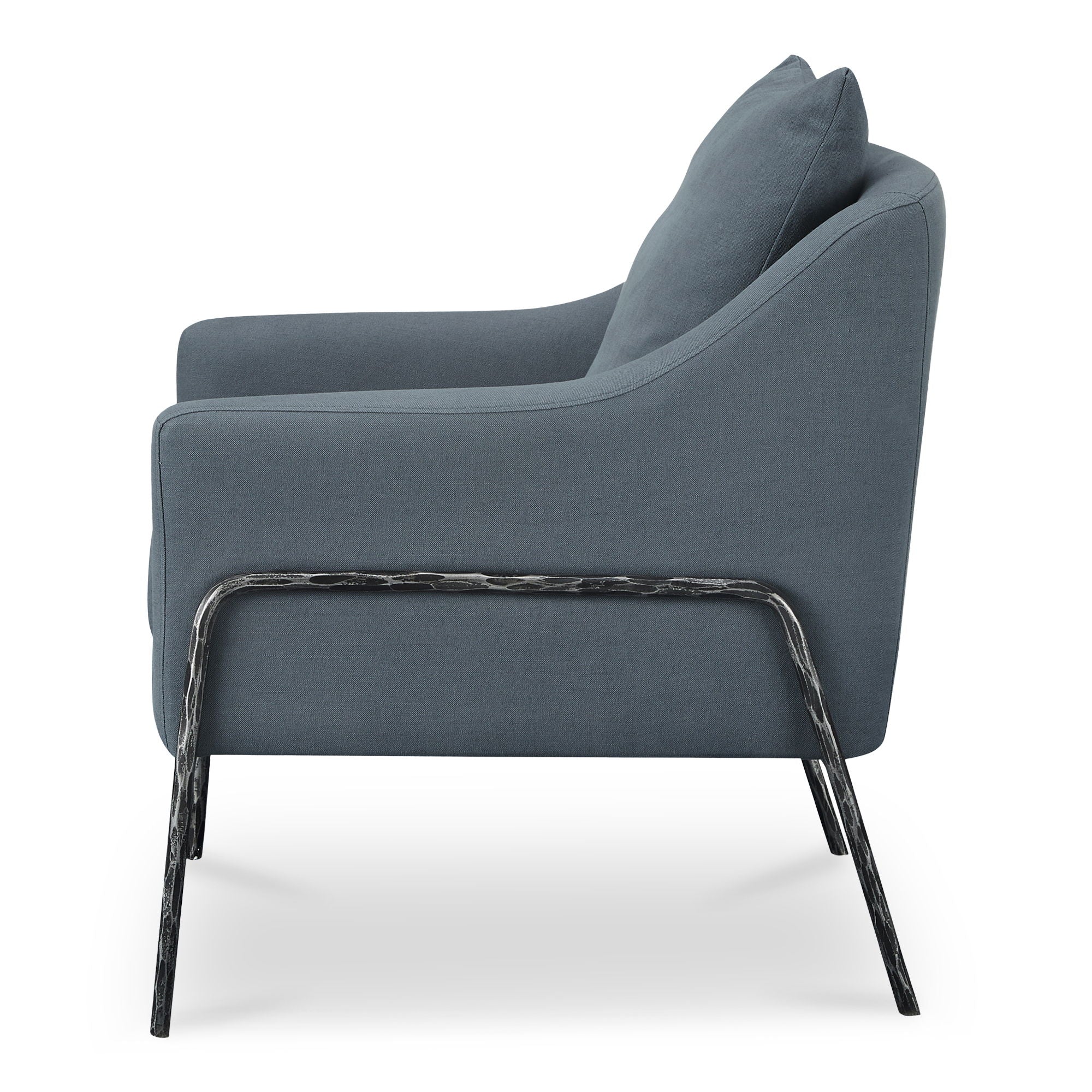 Archer Accent Chair - Slate Blue Linen Blend Upholstered Modern Lounge Chair for Living Room, Bedroom & Office - Comfortable Reading & Relaxing Chair