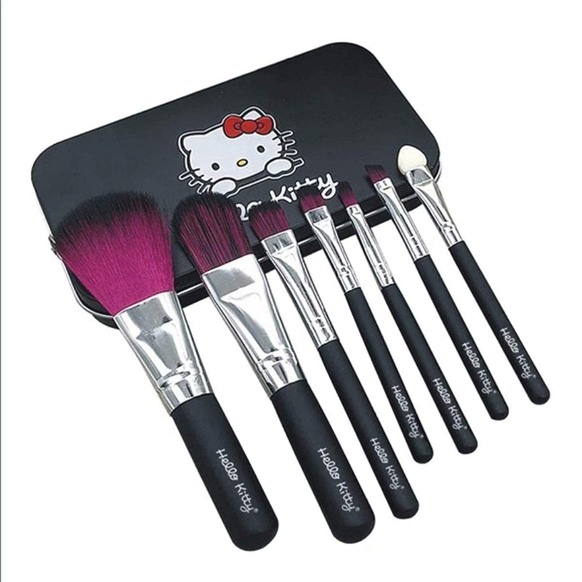 7 Pcs Professional Black Makeup Brush Set with 36H Waterproof Eyeliner Pencil (8 Pack) - Perfect for Women & Girls, Ideal for Daily Makeup, Contouring & Eyebrow Styling