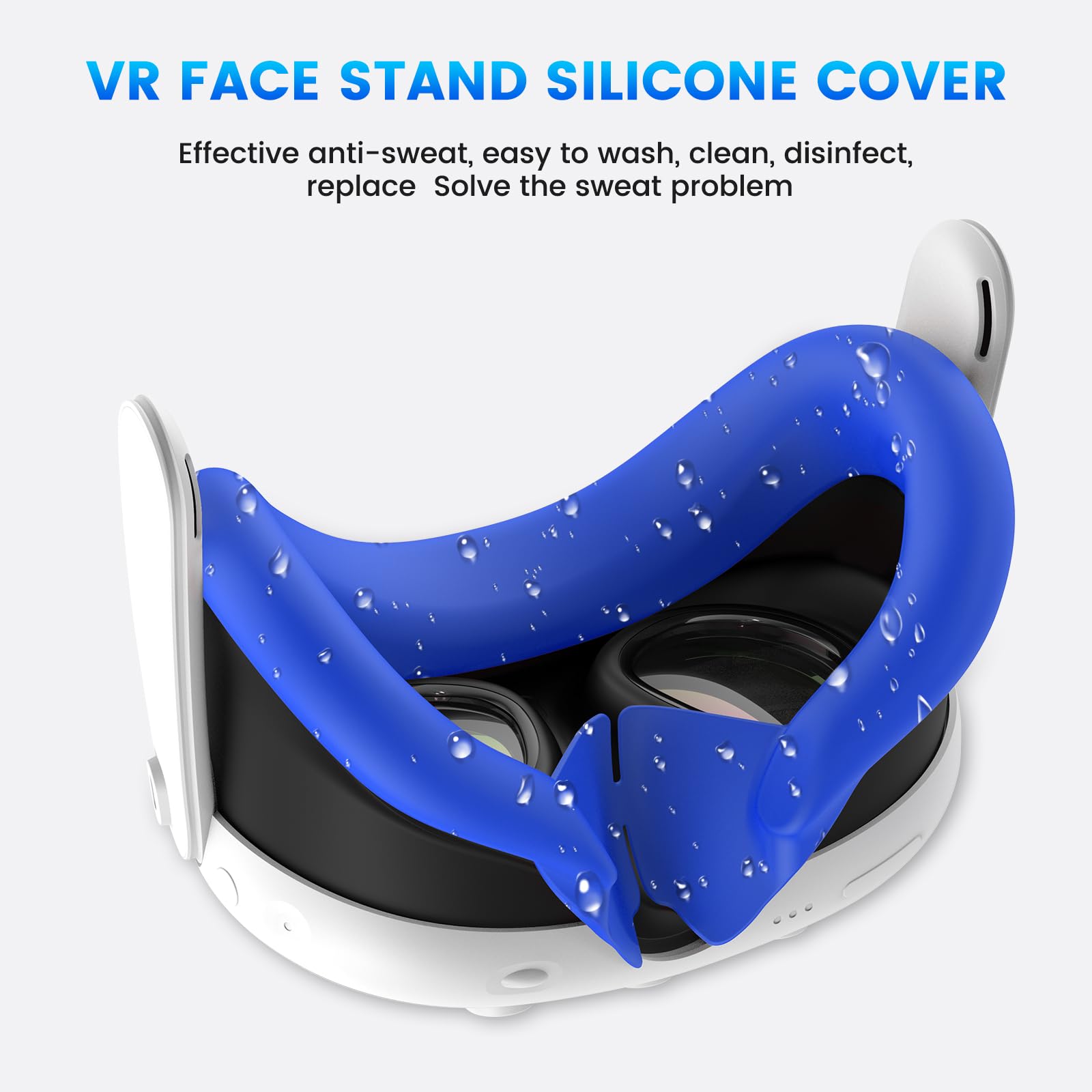 Meta Quest 3 VR Headset Silicone Face Cover - Washable & Sweatproof Replacement Mask with Light Blocking Nose Pad - Perfect for Gaming, Fitness VR & Extended Play Sessions