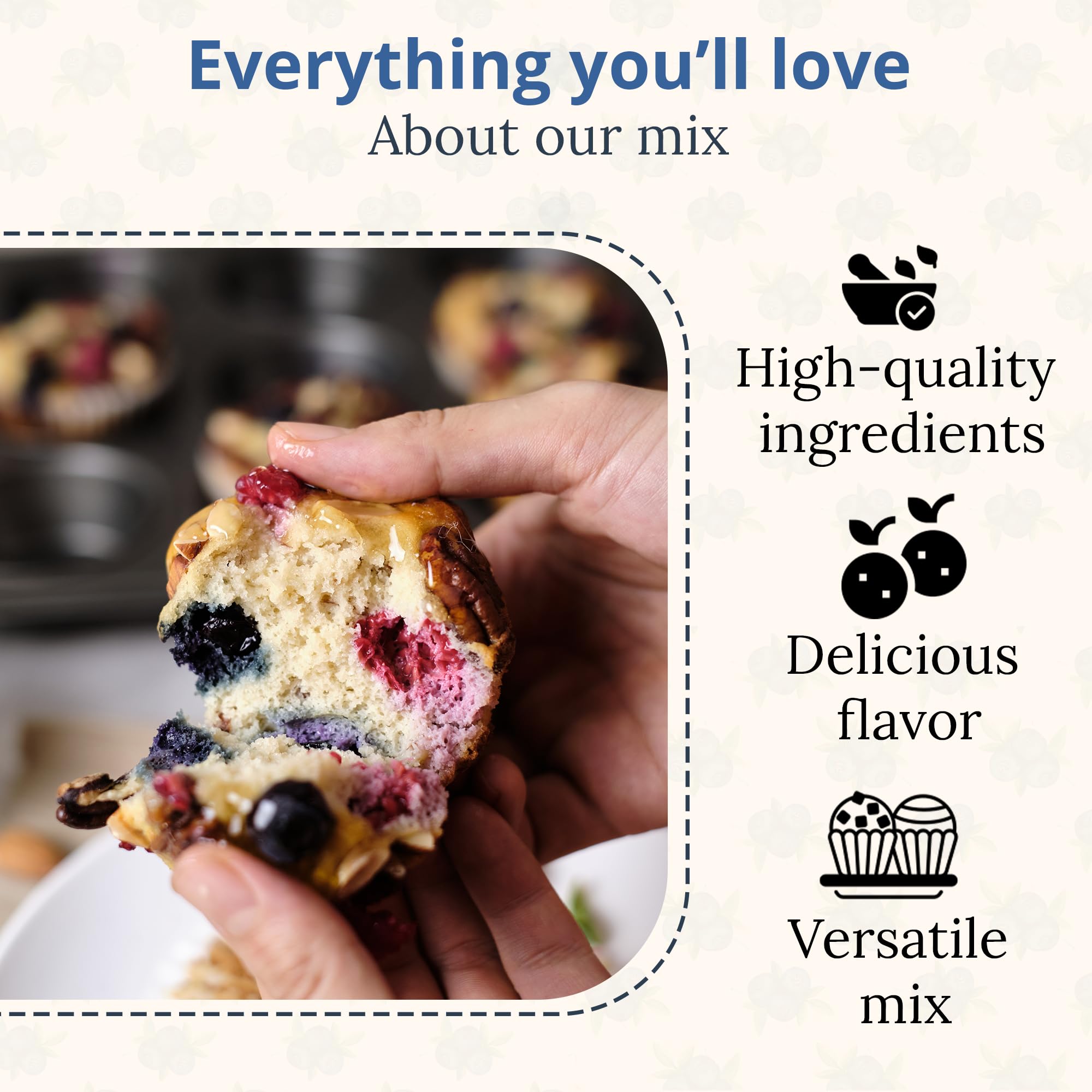 Concord Foods Blueberry Muffin Mix - Easy Homemade Baking Mix with Natural Flavors, No Preservatives (15oz, Pack of 2) | Perfect for Breakfast, Brunch, Snacks & Holiday Baking | Great for Family Gatherings, Kids' Lunchboxes & Coffee Time Treats