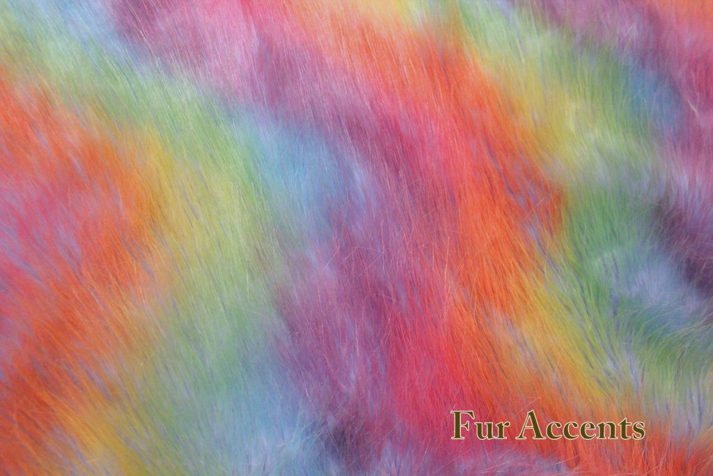 Soft Rainbow Faux Fur Shag Area Rug 50''x60'' - Plush Sheepskin Oval Rug for Living Room, Bedroom & Nursery Decor