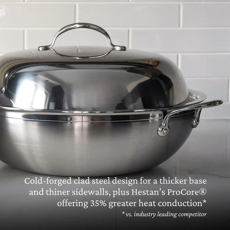 Hestan Professional Clad Stainless Steel Wok 14 Inch - High Performance Stir Fry Pan for Home & Restaurant Cooking - Perfect for Asian Cuisine, Sautéing & Deep Frying