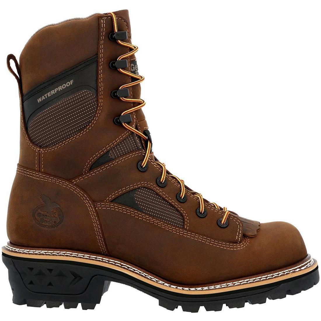 LTX Logger Waterproof Work Boots for Men - Steel Toe Safety Boots with Slip Resistant Outsole - Durable Construction Work Shoes for Logging, Hiking & Outdoor Jobs