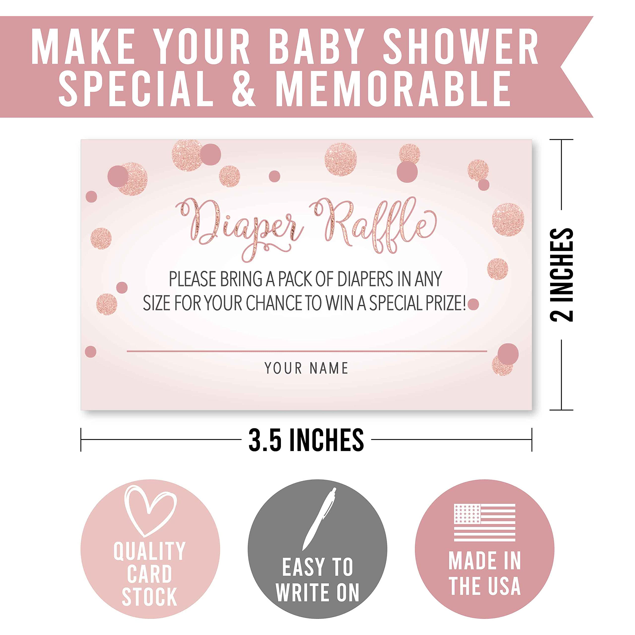 Hadley Designs 25 Gold Baby Shower Diaper Raffle Tickets for Girls - Elegant Baby Shower Game Prizes, Diaper Raffle Cards, Baby Raffle Invitations - Perfect for Baby Shower Parties, Gender Reveals & New Mom Gifts