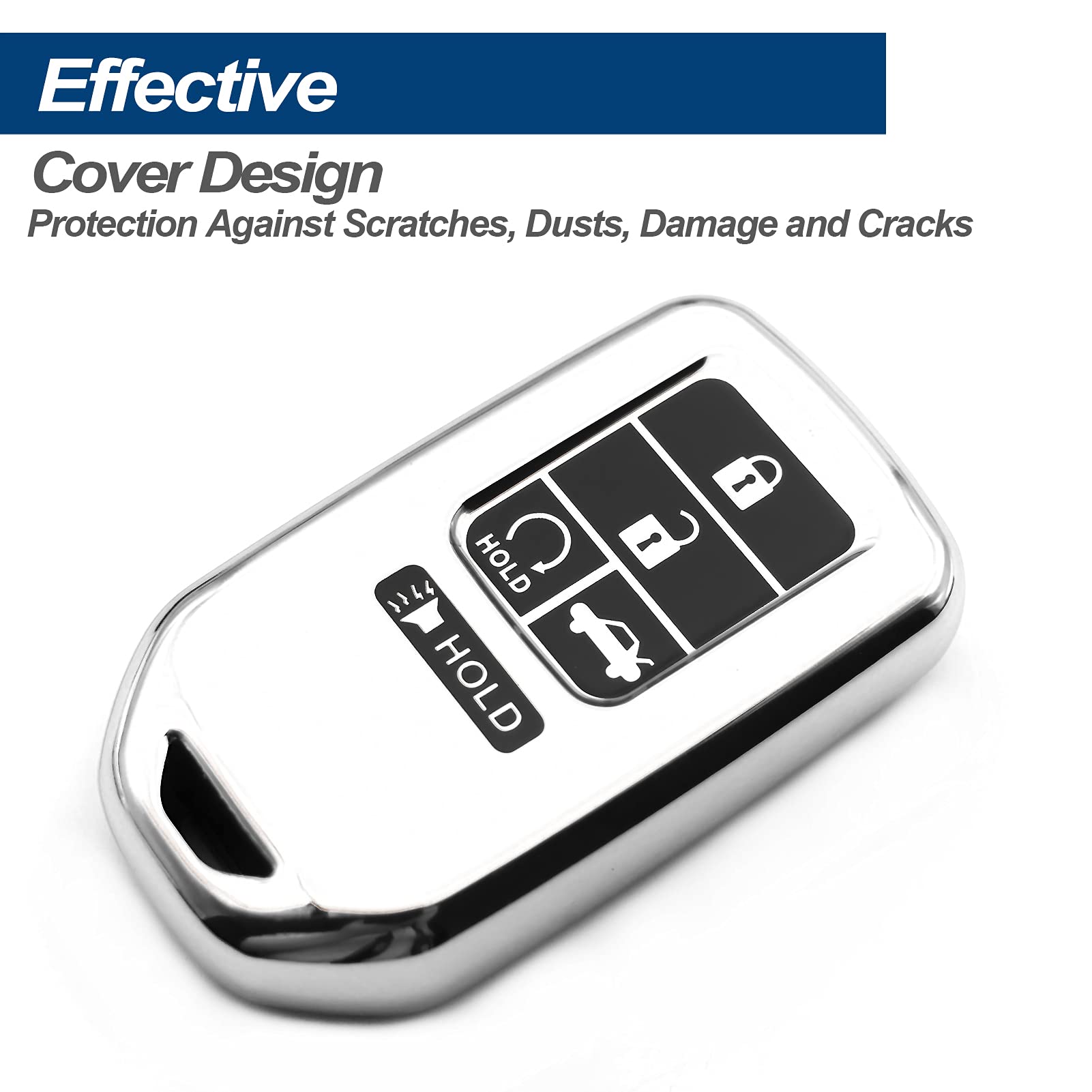 Premium TPU Key Fob Cover Case for Honda Passport CR-V Accord Pilot Civic HR-V Insight - Durable Remote Protector with Keyless Entry Sleeve (Silver) - Perfect for Everyday Use, Car Protection & Key Organization