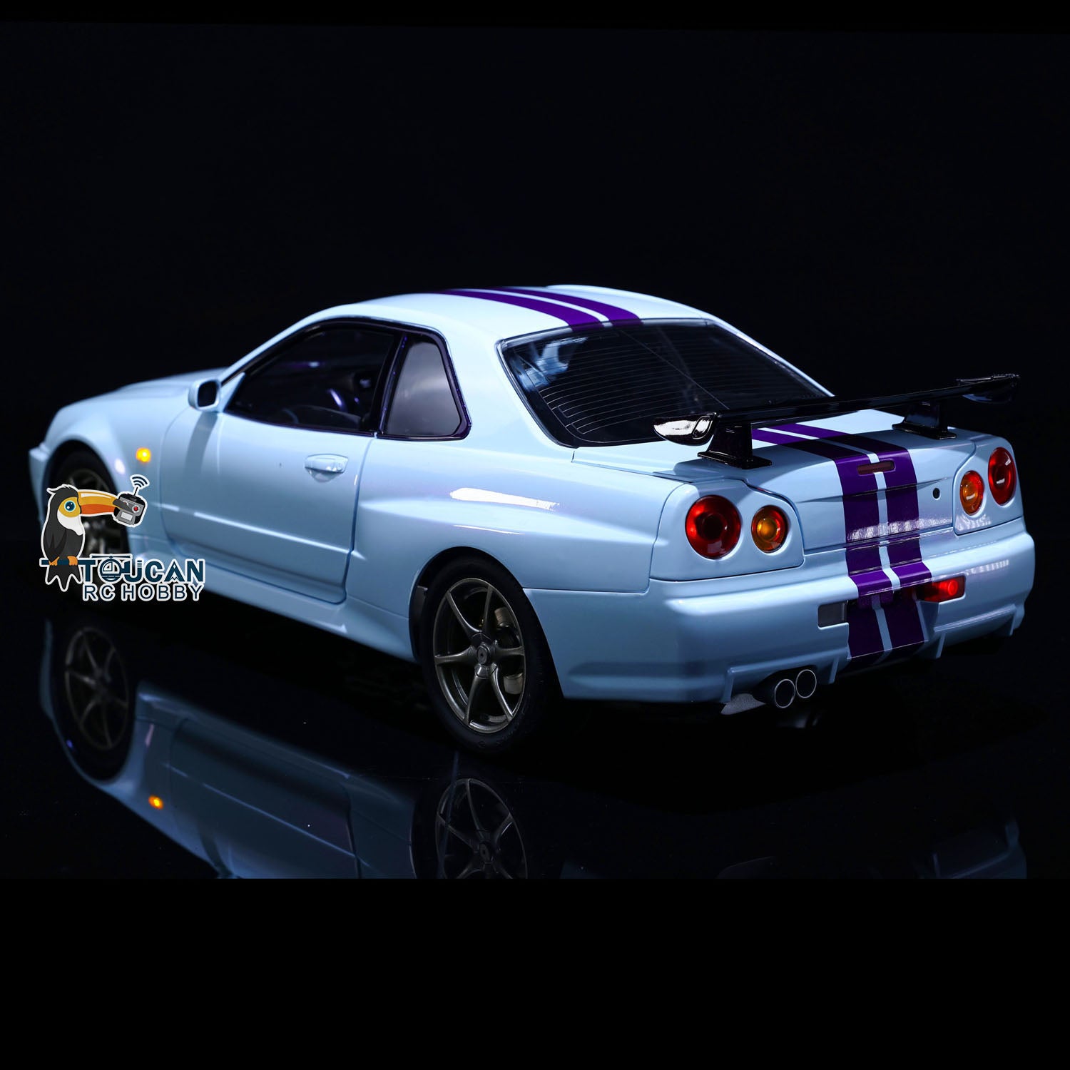 1/8 Scale R34 RC Racing Car 4WD High Speed Remote Control Drift Car with Metal Chassis, Smoke & Sound Effects - Ready to Run (RTR) - Perfect for Off-Road Racing, Drifting & Backyard Fun