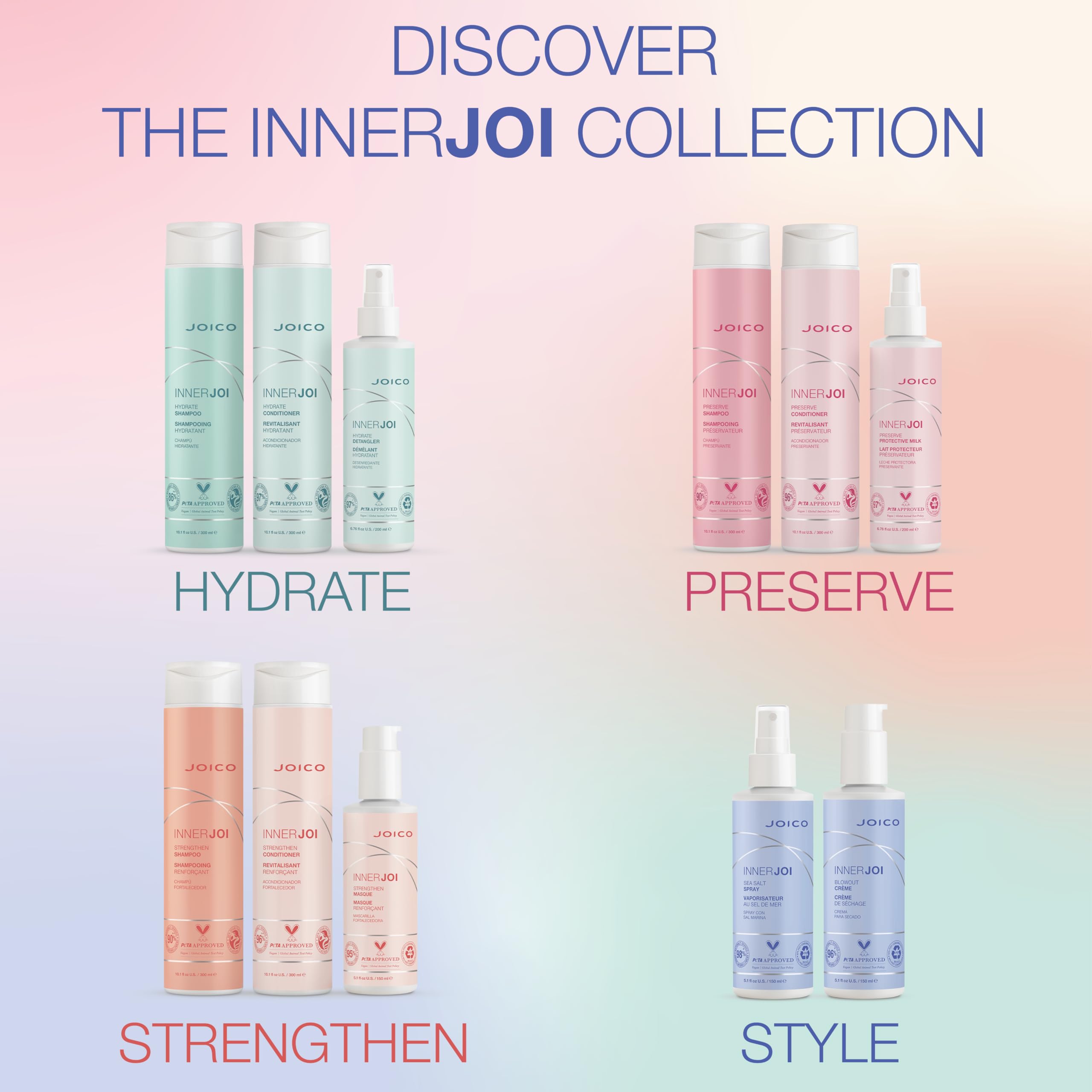 Joico InnerJoi Hydrate Shampoo & Conditioner Set for Dry Hair & Scalp - Sulfate Free, Paraben Free, Vegan Formula with Natural Ingredients | Deep Moisturizing Hair Care for Damaged Hair - Perfect for Daily Use at Home or Salon