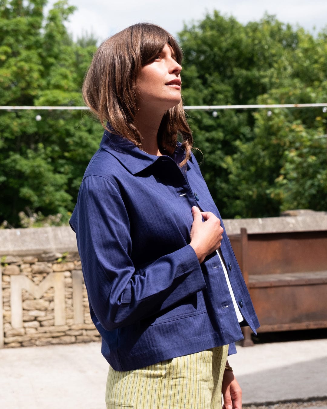 Corinne Women's Cotton Utility Jacket - Lightweight Indigo Denim Workwear Jacket for Casual Outfits & Outdoor Adventures