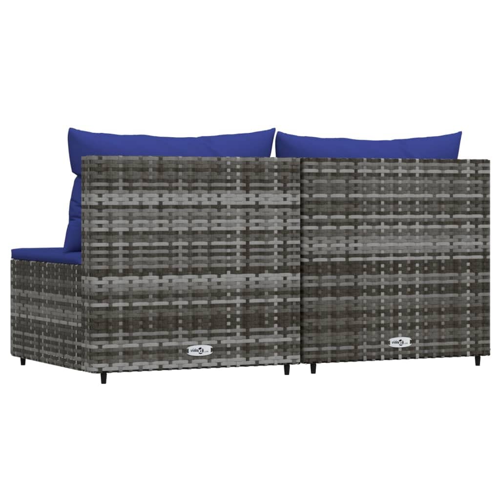 **2-Piece Gray Poly Rattan Patio Sofa Set with Cushions – 29.76lbs – Outdoor Living, Garden, Deck, or Poolside Relaxation**