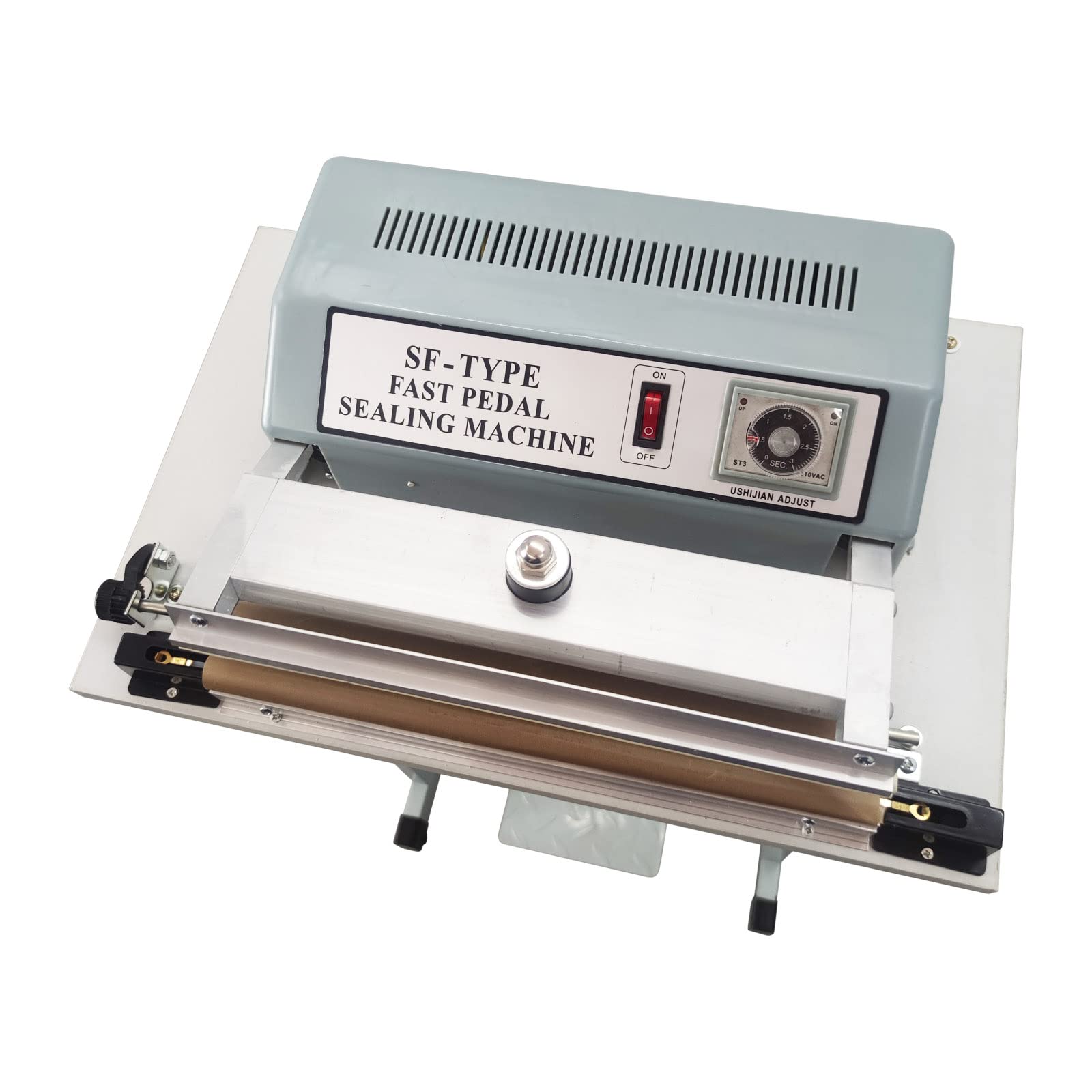 110V Foot Pedal Sealing Machine with Cutter - 3mm/0.6mm Adjustable Sealing Width for Plastic Bags | Fast & Efficient Packaging Solution for Food, Retail & Industrial Use