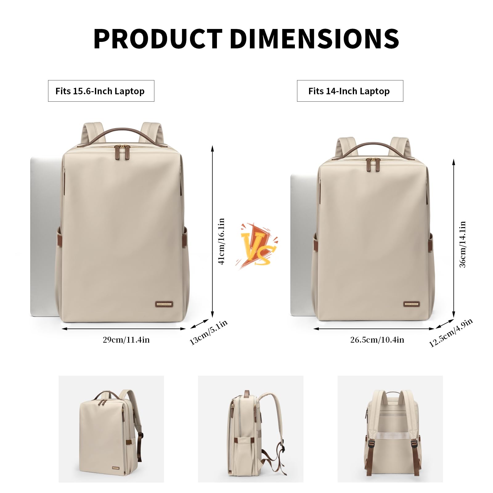 Stylish Women's Laptop Backpack for Work & Travel - Airline Approved College Backpack Fits 14 Inch Notebook, Multi-Functional Casual Daypack (Apricot) - Perfect for Business Trips, Campus Life & Daily Commute