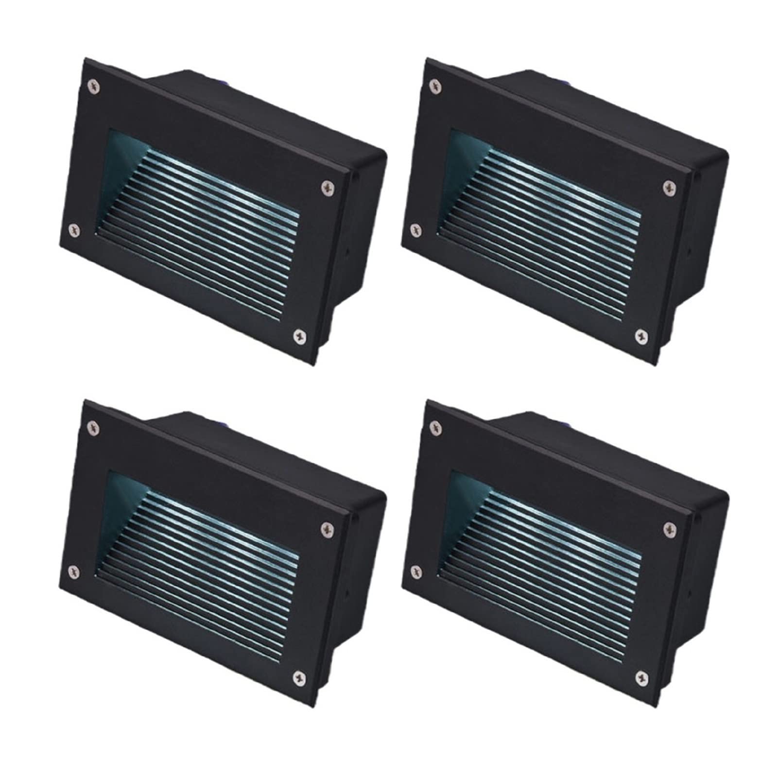 7W 12V Low Voltage LED Recessed Step Lights - IP67 Waterproof Indoor/Outdoor Stair Lighting (Blue) for Deck, Patio, Garden & Pathway Illumination