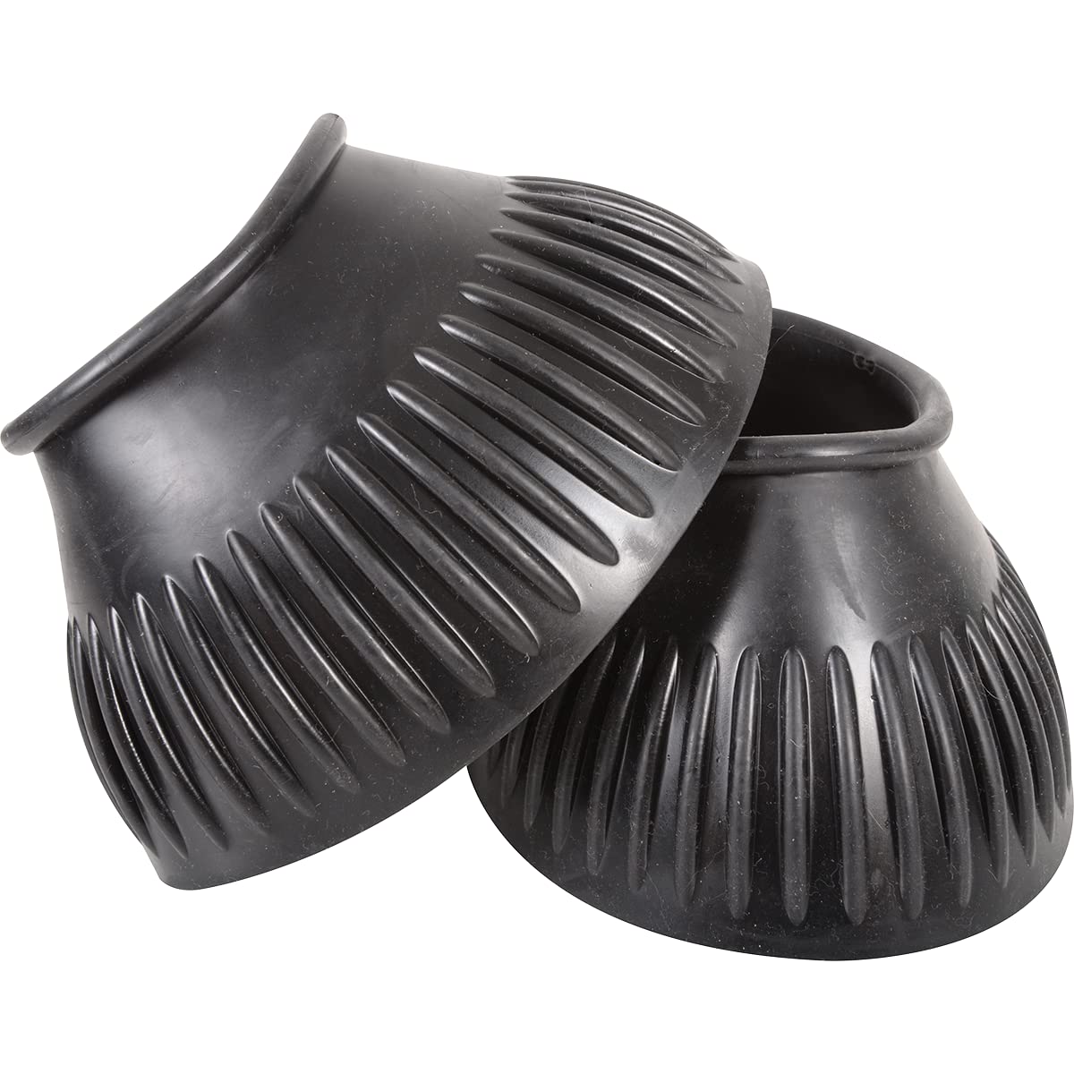 Classic Equine Rubber Bell Boots - Large Black for Horse Riding Protection
