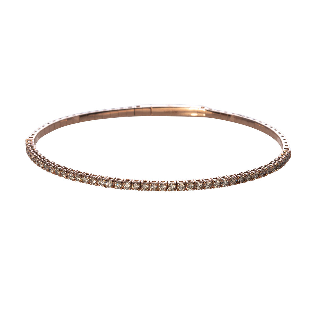 1ctw Diamond 14K Rose Gold Flexible Tennis Bangle Bracelet for Women - Elegant Stackable Jewelry for Weddings, Parties & Everyday Wear