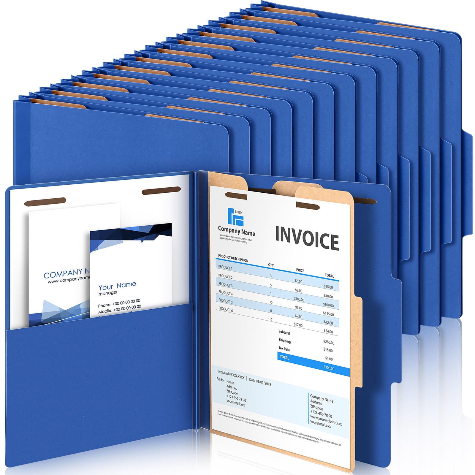 12-Pack Pressboard Fastener Folders with 1 Pocket & Prongs - Medical File Organizer for Office, School, or Home Document Storage | Durable Classification Folders with Secure Fasteners